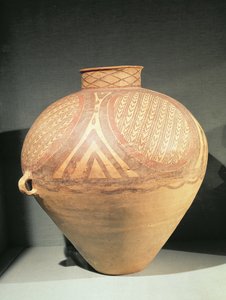 Großes enghalsiges Gefäß mit kleinen Henkeln, aus Yung-Ching, Gansu, spätes 3. Jahrtausend v. Chr.