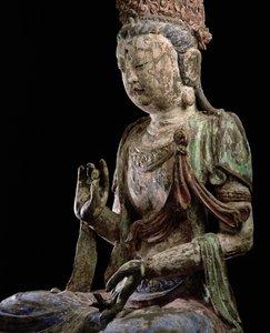Großer sitzender Bodhisattva mit erhobenen Händen, Jin-Dynastie (1115-1234) (Detail)