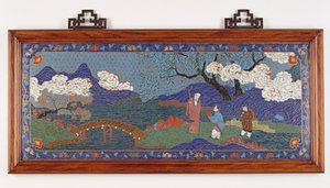 Paneel, das eine chinesische Landschaft darstellt, Ming-Dynastie