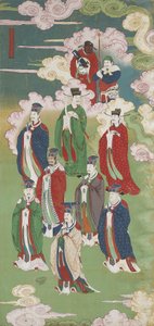 Die erhabenen Kaiser und die Götter der fünf Richtungen, aus einem buddhistischen Land- und Wasser-Ritualset