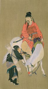 Wen Cheng Hsing, Gott des Glücks, Illustration veröffentlicht in der Kokka-Zeitschrift, Japan, 1900-01 von Chinese School