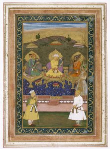 Die Kaiser Akbar, Jahangir und Shah Jahan mit ihren Ministern und Prinz Dara Shikoh