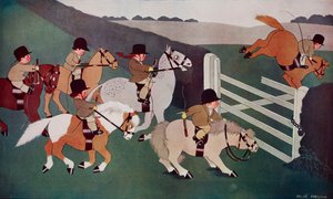 Die Eindringlinge, Jockeys zu Pferd, Karikatur von Chloe Preston aus The Tatler, Nr. 1435, 26. Dezember von Chloe Preston