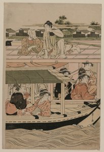Bootsfahrt auf dem Sumida-Fluss, späte 1780er von Chobunsai Eishi