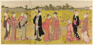 Spaziergang in der Nähe von Mihashi in Ueno von Chobunsai Eishi