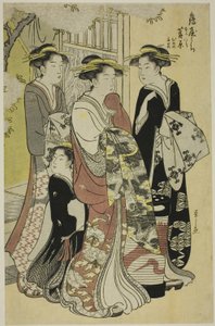 Sugawara von der Tsuruya mit den Begleitern Mumeno und Takeno von Chobunsai Eishi