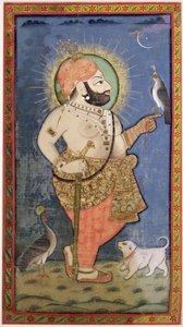 Maharana Bhim Singh von Mewar mit einem Falken, Udaipur (Mewar) Rajasthan, ca. 1805