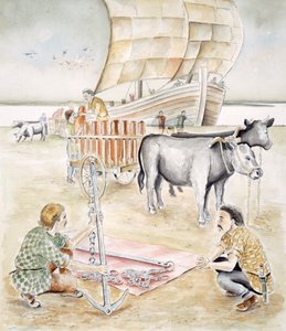 Handel am Hengistbury Head, Dorset, 1. Jahrhundert v. Chr., ca. 1990-2010 von Chris Evans