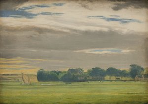 Landschaft in der Nähe der Stadt Skive mit Skivehus Herrenhaus, Jütland von Christen Dalsgaard