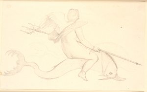 Amor reitet auf einem Delfin. Pompejanisches Motiv von Christen Købke