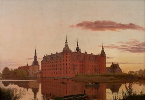 Schloss Frederiksborg von Jægerbakken aus gesehen. Abend. von Christen Schjellerup Købke