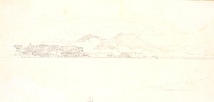 Teil der Bucht von Neapel von der Villa Reale aus. Im Hintergrund Vesuv von Christen Købke