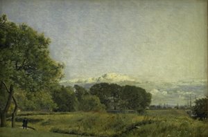 Blick von den Zitadellenwällen auf die Trekroner-Batterie von Christen Købke