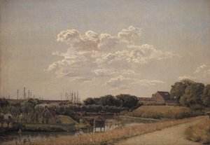 Blick auf die Zitadellenwälle in Richtung Langelinie und den Marinehafen von Christen Købke