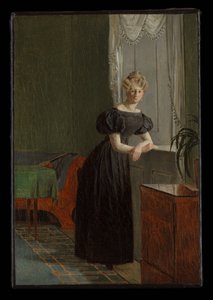 Sophie Købke (später Sophie Krohn, 1807-1853), die Schwester des Künstlers, in der Halle am Kastellet von Christen Købke