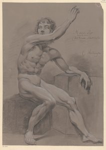 Sitzender männlicher Akt, von der Seite gesehen (3. Preis 1796) von Christiaan Andriessen