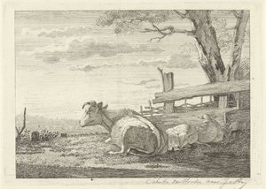 Ruhendes Vieh in einer Landschaft von Christiaan Godfried Schutze van Houten