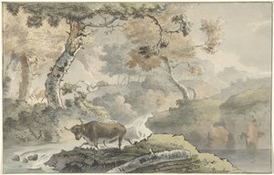 Waldlandschaft mit Stier