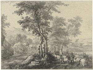 Waldreiche Landschaft mit Reisenden