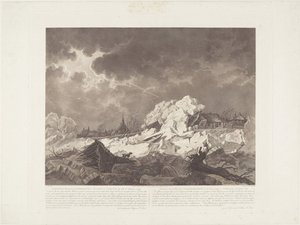 Ansicht des Eises, das sich am 22. Februar 1799 in Vuren bei Gorcum anhäufte von Christiaan Josi