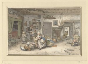 Interieur mit Bauernfamilie