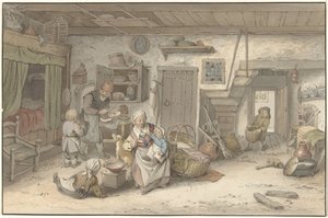 Interieur mit Bauernfamilie