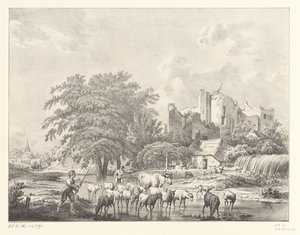 Herde von Vieh bei der Ruine von Schloss Brederode von Christiaan Josi
