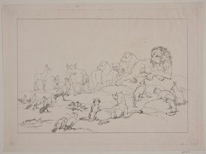 Versammlung der Tiere. Illustration zu "Reineke Fuchs" von Christian David Gebauer