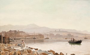 Trocknen von Bettlaken am Ufer vor Split, Kroatien von Christian Frederick Emil Eckardt