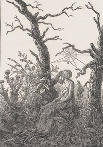 Sitzende Frau mit einem Spinnennetz von Christian Friedrich
