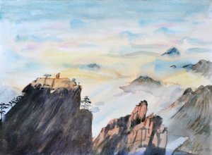 Steinaffe, der über ein Meer von Wolken blickt, 2015 von Christian Furr