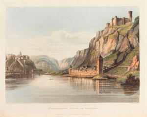 St. Goarshausen, St. Goar und Rheinfels. Aus: Eine malerische Tour entlang des Rheins, 1820 von Christian Georg Schütz the Younger