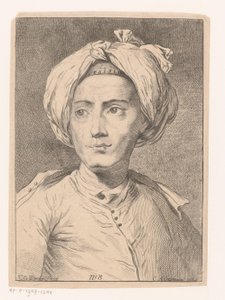 Porträt eines Mannes, möglicherweise ein Selbstporträt von Christian Gottlieb Werner von Christian Gottlieb Werner (prentmaker)