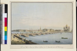 Ansicht der St. Isaaks-Brücke, der Admiralität und des Winterpalastes, St. Petersburg von Christian Gottlob Hammer