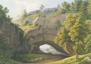 Ansicht der berühmten Kuhstallhöhle in der Sächsischen Schweiz von Christian Gottlob Hammer