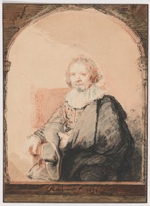 Porträt eines Mannes in einem Sessel, aus der Sammlung von Imitationen von Zeichnungen nach den Hauptmeistern der Holländer und Flamen