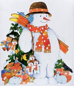 Schneemann mit Skiern, 1998