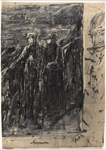 Himmelfahrt. Mann und Frau. Rechts Männerkopf mit Zigarre von Christian Kongstad Petersen
