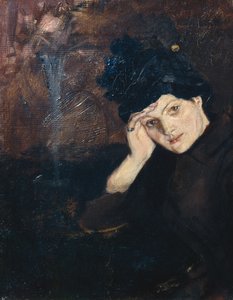 Albertine mit einem schwarzen Hut