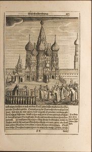 Moskau Illustration aus Reisen zum Großherzog von Moskau und zum König von Persien von Adam Olearius von Christian Lorenzen Rothgiesser