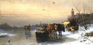 Winterlandschaft mit Vieh von Christian Mali