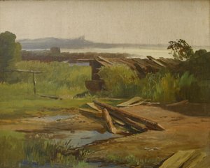 Landschaft an einem See in Bayern, Deutschland