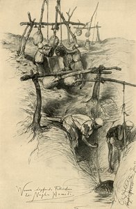Wasser aus dem Nil mit einem Schaduf schöpfen, Nag Hammadi, Ägypten, 1898 von Christian Wilhelm Allers