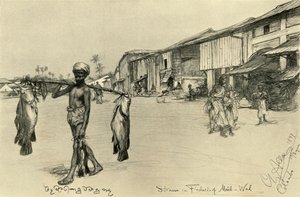 Straßenszene in einem Fischerdorf, Mutwal, Ceylon, 1898 von Christian Wilhelm Allers