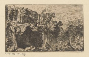 Arkadische Landschaft mit Wasserfall von Christian Wilhelm Ernst Dietrich