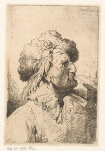 Mann mit Pelzmütze und Feder von Christian Wilhelm Ernst Dietrich