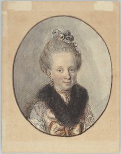 Porträt einer jungen Frau mit Pelzkragen von Christian Wilhelm Ernst Dietrich