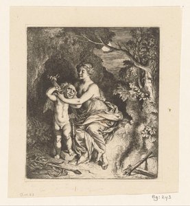 Venus bindet Amor eine Maske vor von Christian Wilhelm Ernst Dietrich