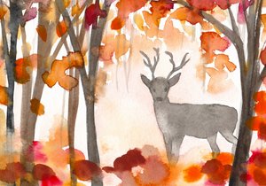 Nebliger Herbsthirsch von Christine Lindstrom
