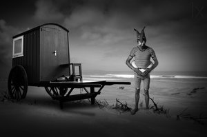 Einsamer Kaninchen-Strandbader